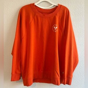 Lou & Grey Orange Crewneck Sweater with Tennis League graphic design Woman Small